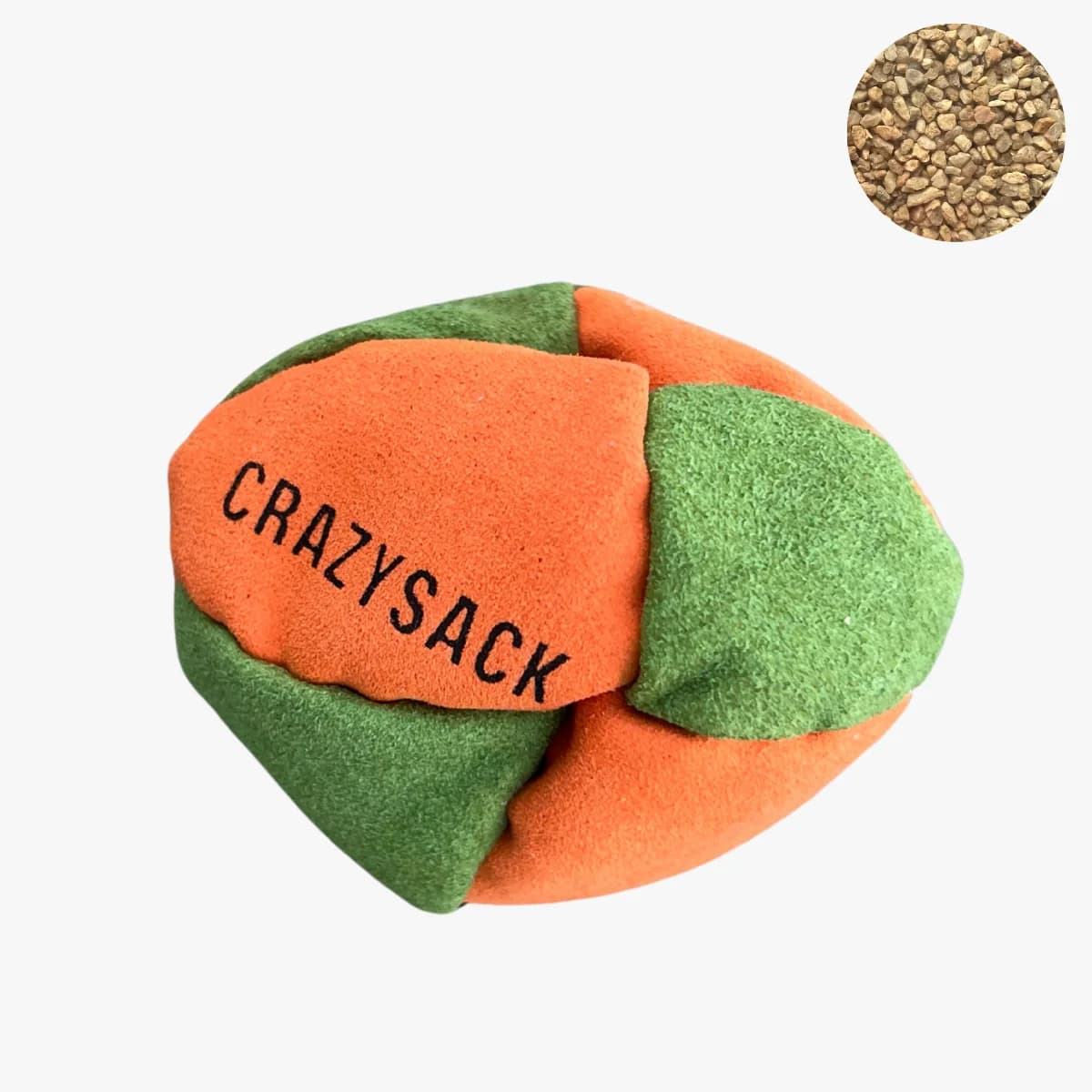 8 Panels Footbag mit Sandfüllung – Crazy Sack Jonglierball & Kickball (grün-orange)
